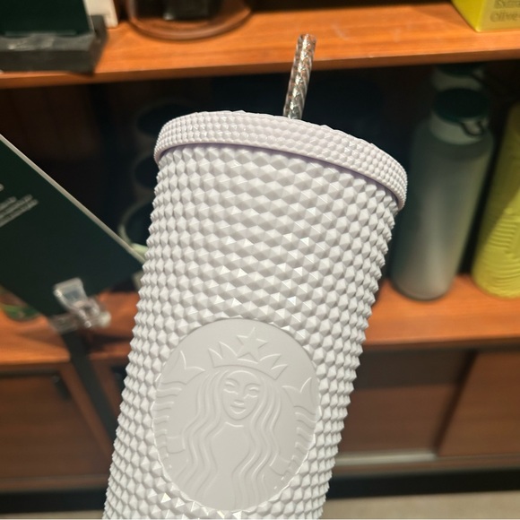 Starbucks Pearl White Studded Tumbler Lilac Bling Iridescent Venti Cup 24oz NWT - Picture 13 of 13